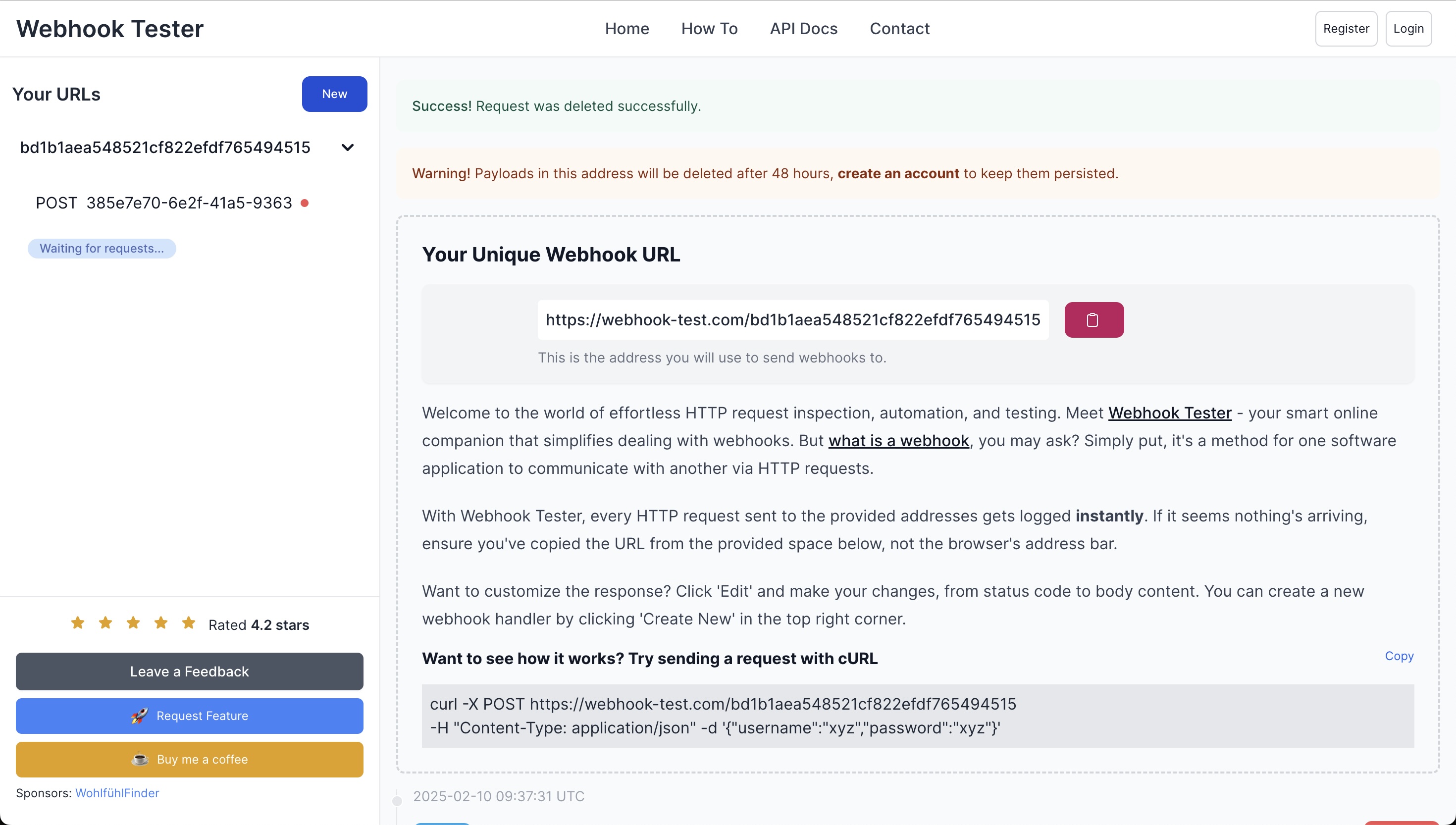 Webhook test result